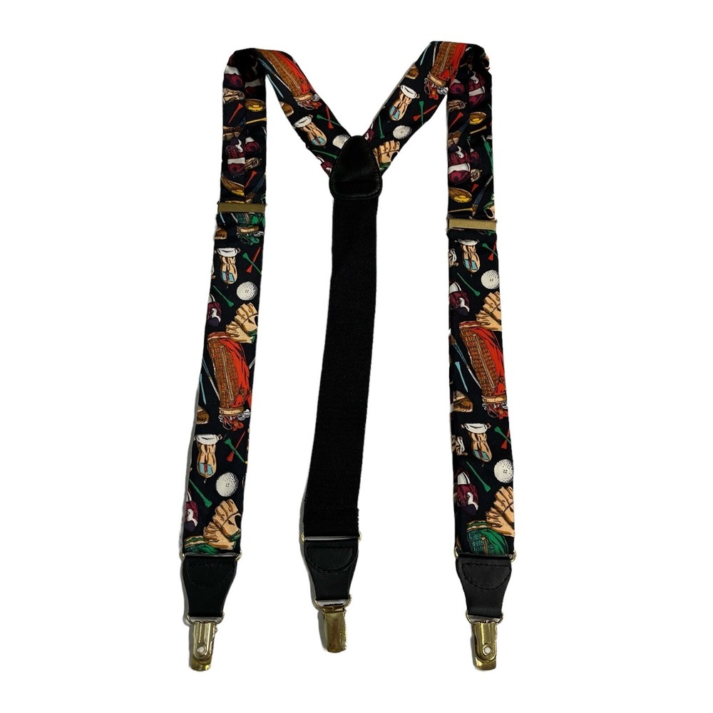 Vintage Addiction Silk Suspenders Black Silk Golf Country Club Preppy Old Money